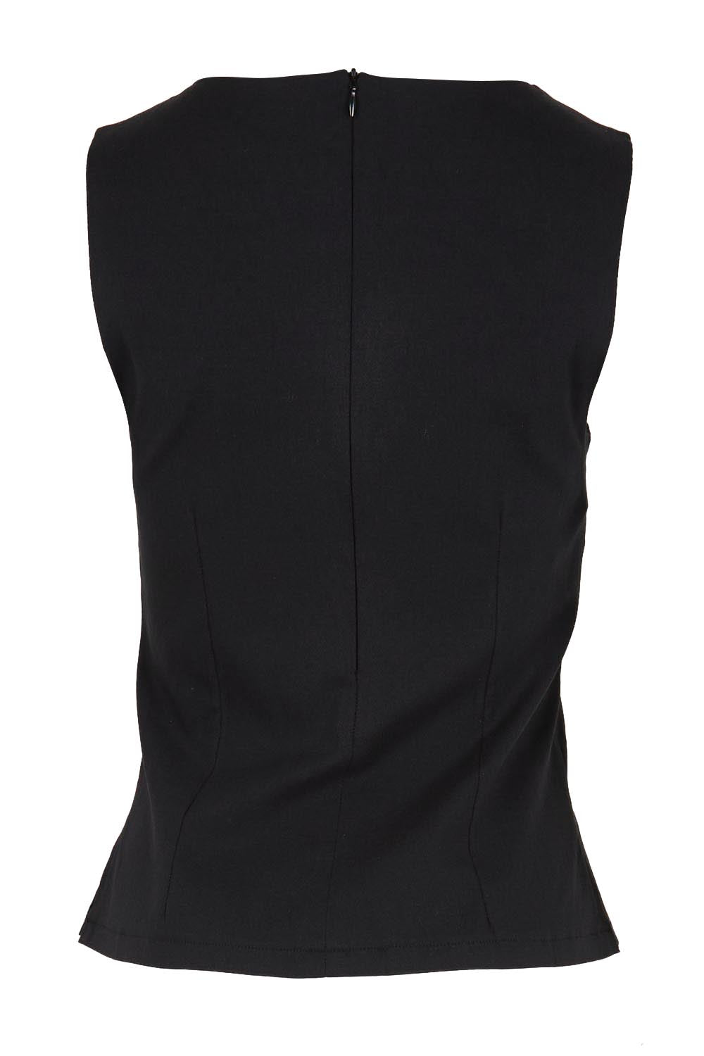 Product shot of the The Stretch Boat Neck Top – Black in colour Black, from the back