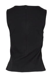 Product shot of the The Stretch Boat Neck Top – Black in colour Black, from the back