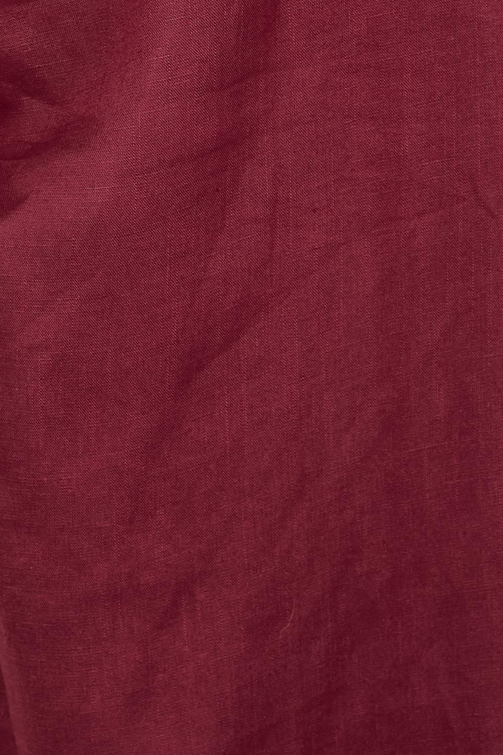 Product shot of the The Linen Tencel Modish Dress - Burgundy in colour Burgundy, showing detail
