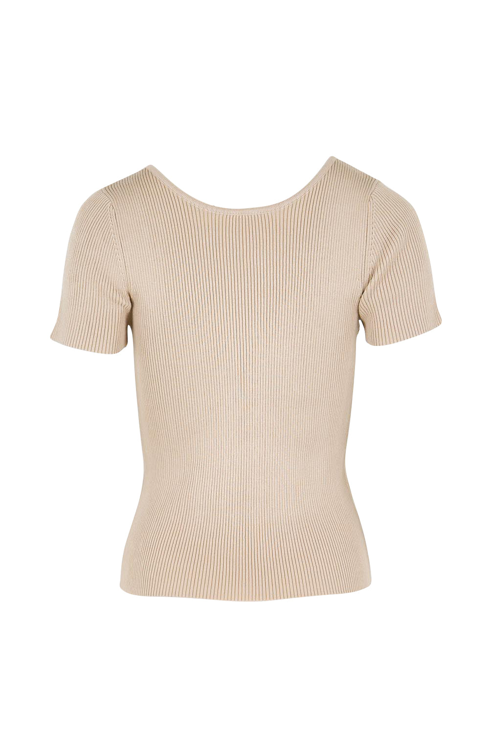 Product shot of the The Reversible Rib Knit Top – Biscotti in colour Biscotti, from the back