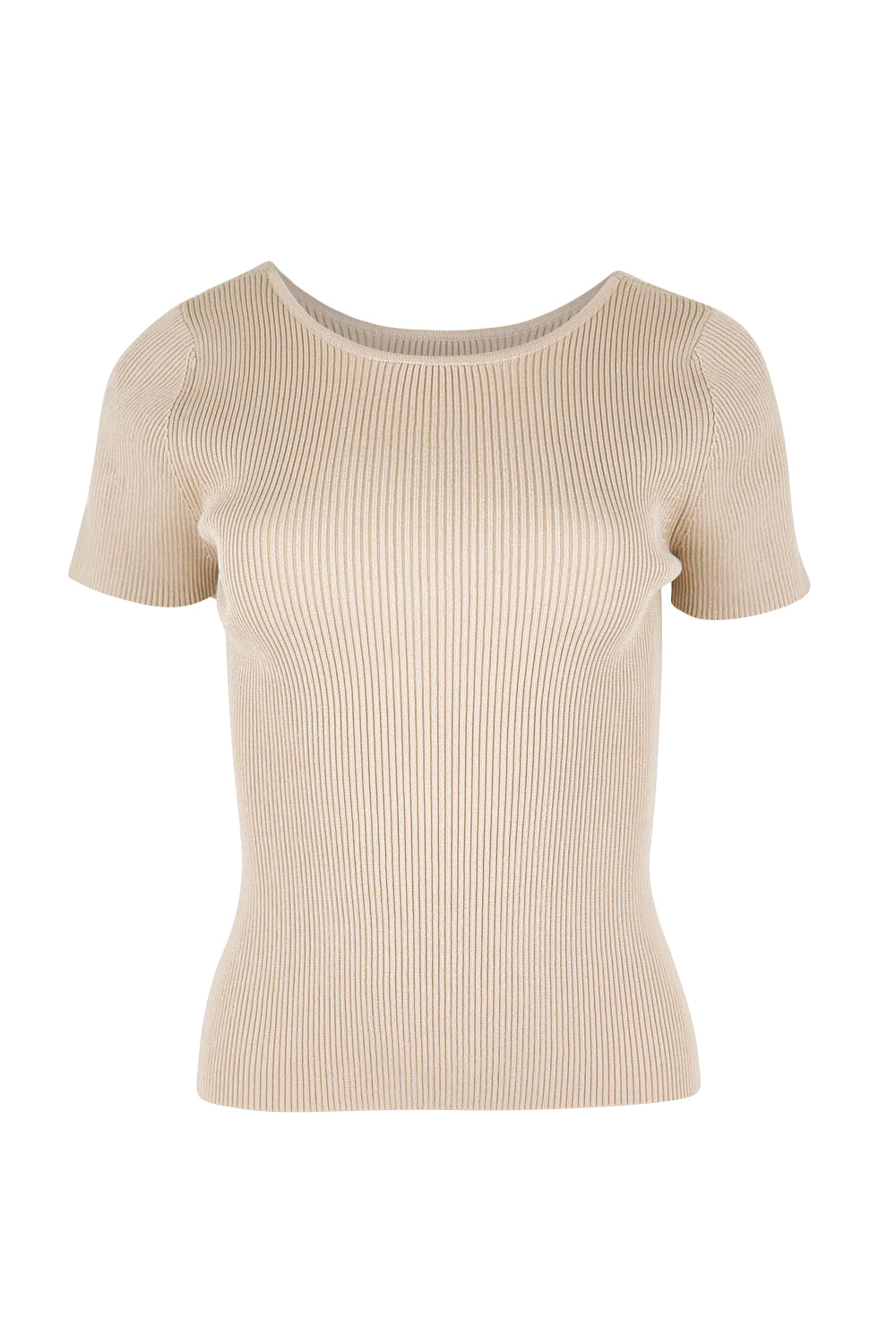 Product shot of the The Reversible Rib Knit Top – Biscotti in colour Biscotti, showing detail