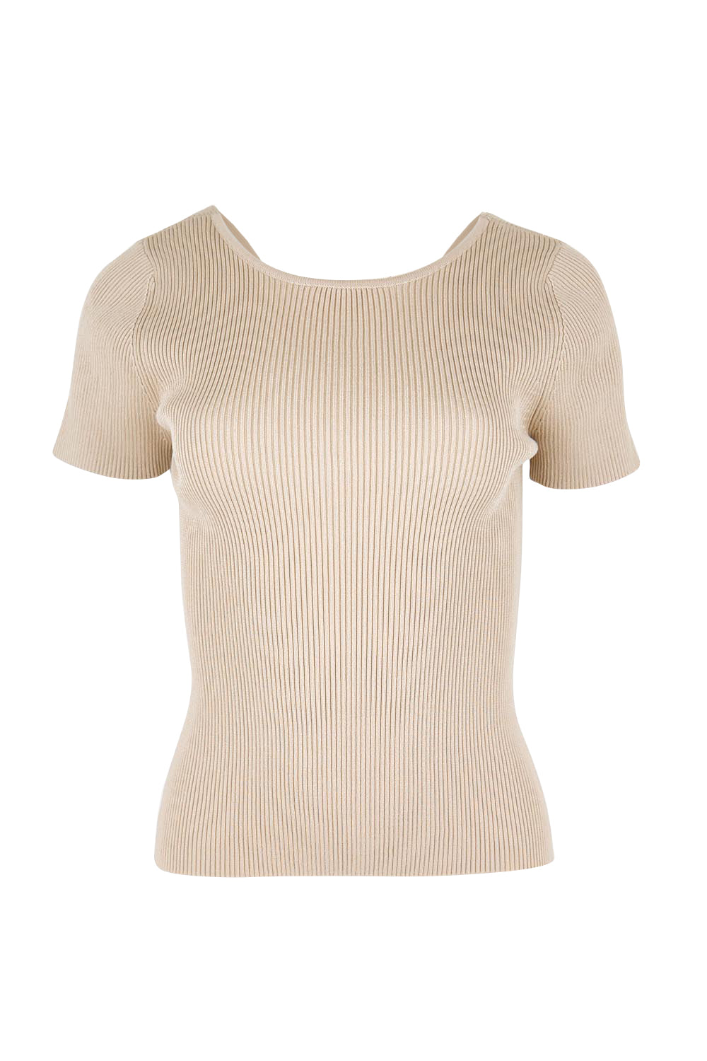 Product shot of the The Reversible Rib Knit Top – Biscotti in colour Biscotti, showing detail
