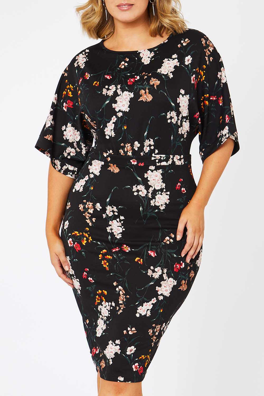 Preloved The Printed Kimono Sleeve Pencil Dress - Garden