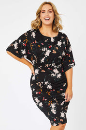 Preloved The Printed Kimono Sleeve Pencil Dress - Garden