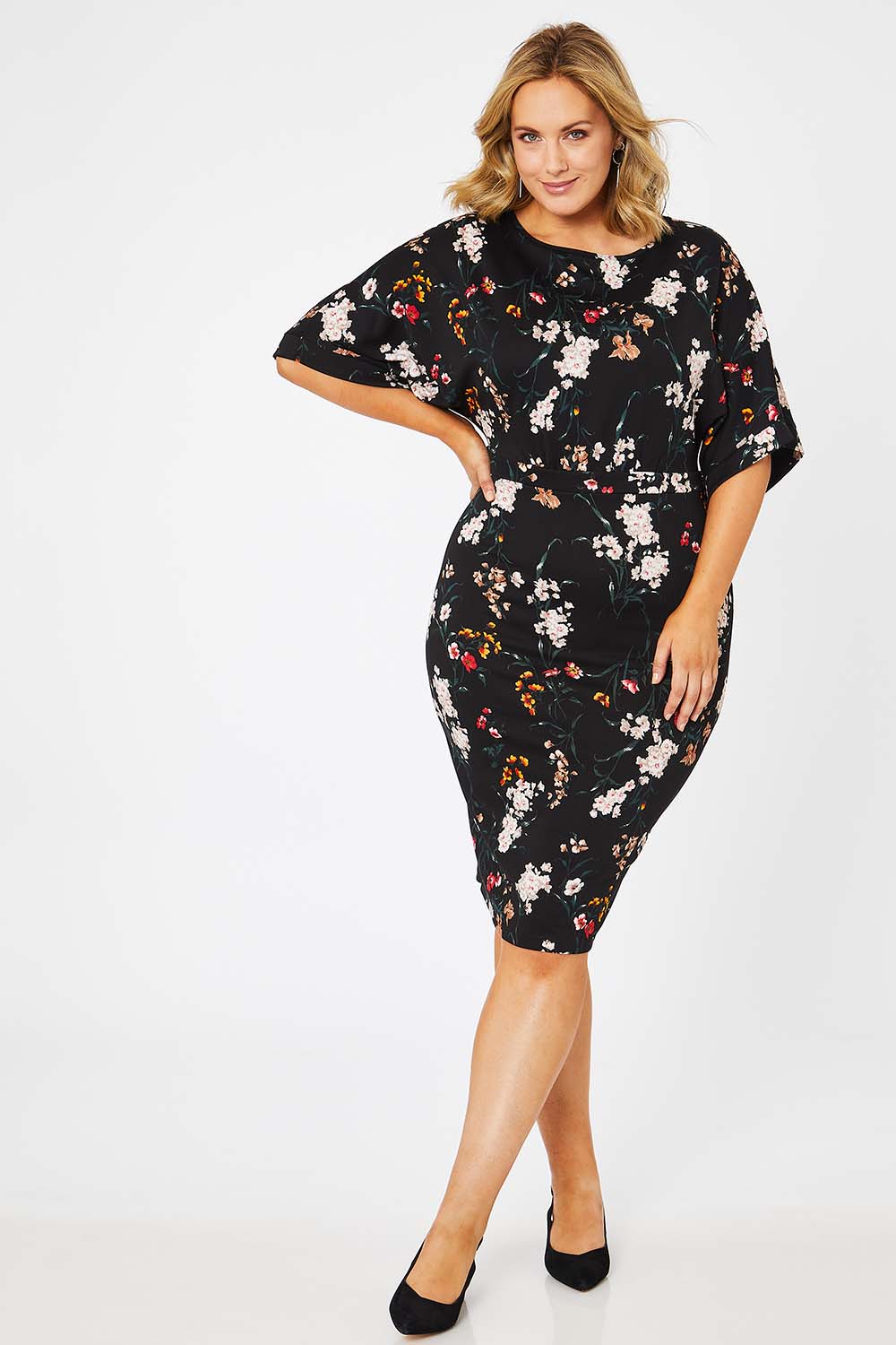 Preloved The Printed Kimono Sleeve Pencil Dress - Garden