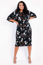 Preloved The Printed Kimono Sleeve Pencil Dress - Garden