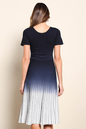 Model Madelinec wearing size 10 of the The Reversible Ombre Knit Dress – Inkivory in colour Inkivory, from the back