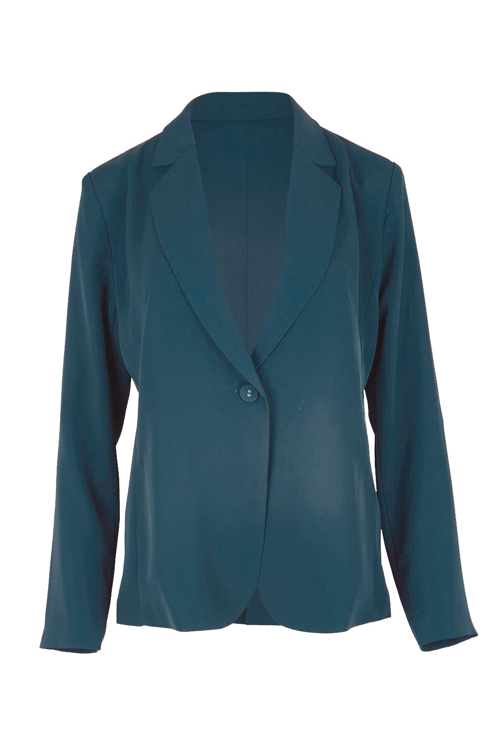 Product shot of the The Soft Suiting Lined Button Blazer – Darkteal in colour Darkteal, from the front