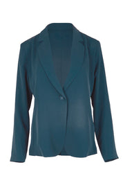 Product shot of the The Soft Suiting Lined Button Blazer – Darkteal in colour Darkteal, from the front