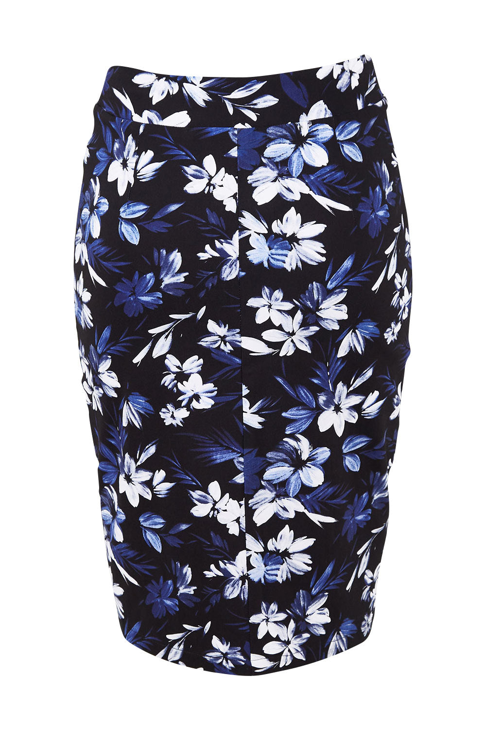 Product shot of The Tube Skirt in colour Fleur (Blue), from the back