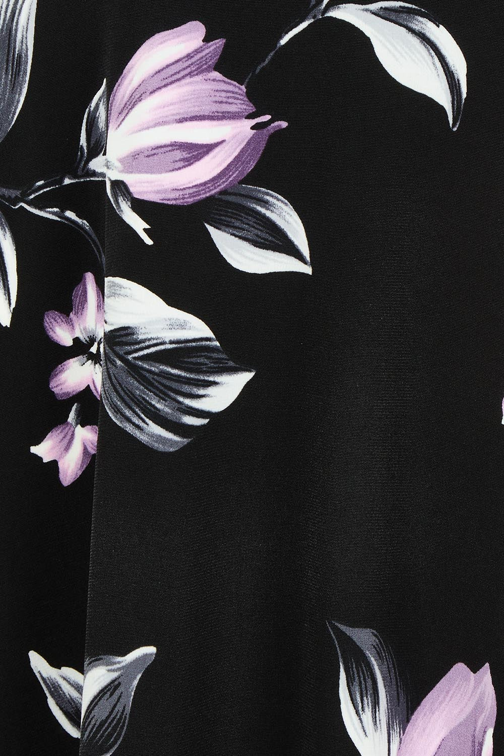 Product shot of The Printed Jersey Faux Wrap Dress in colour Pinkfloral (Black), detail