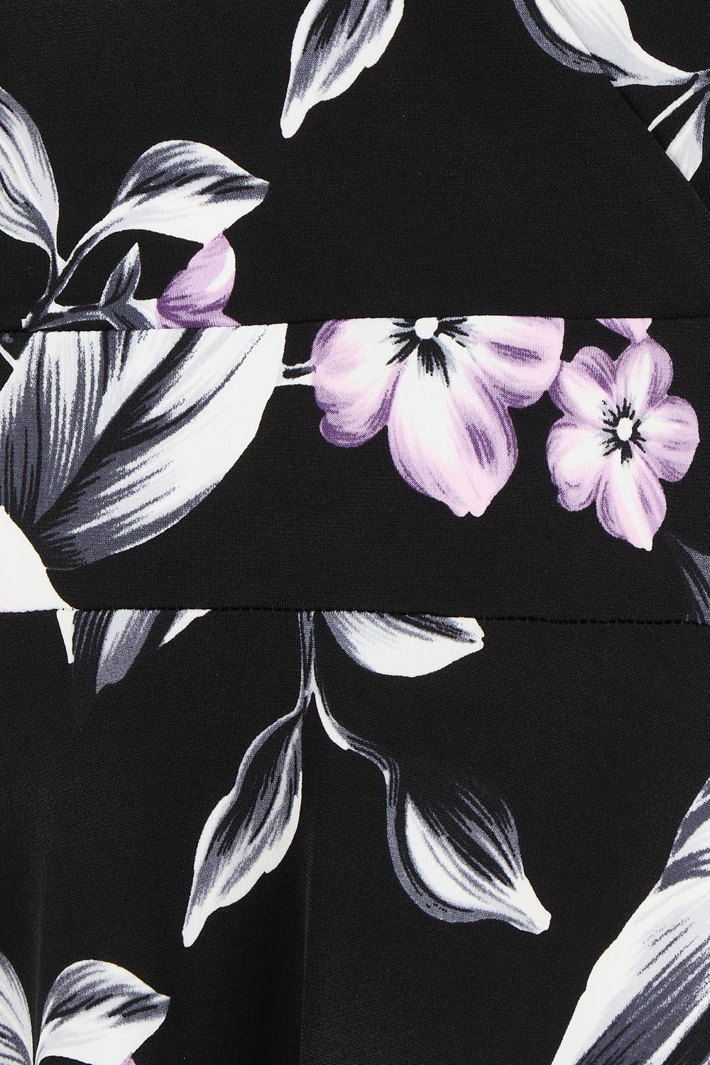 Product shot of The Printed Jersey Faux Wrap Dress in colour Pinkfloral (Black), detail