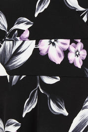 Product shot of The Printed Jersey Faux Wrap Dress in colour Pinkfloral (Black), detail