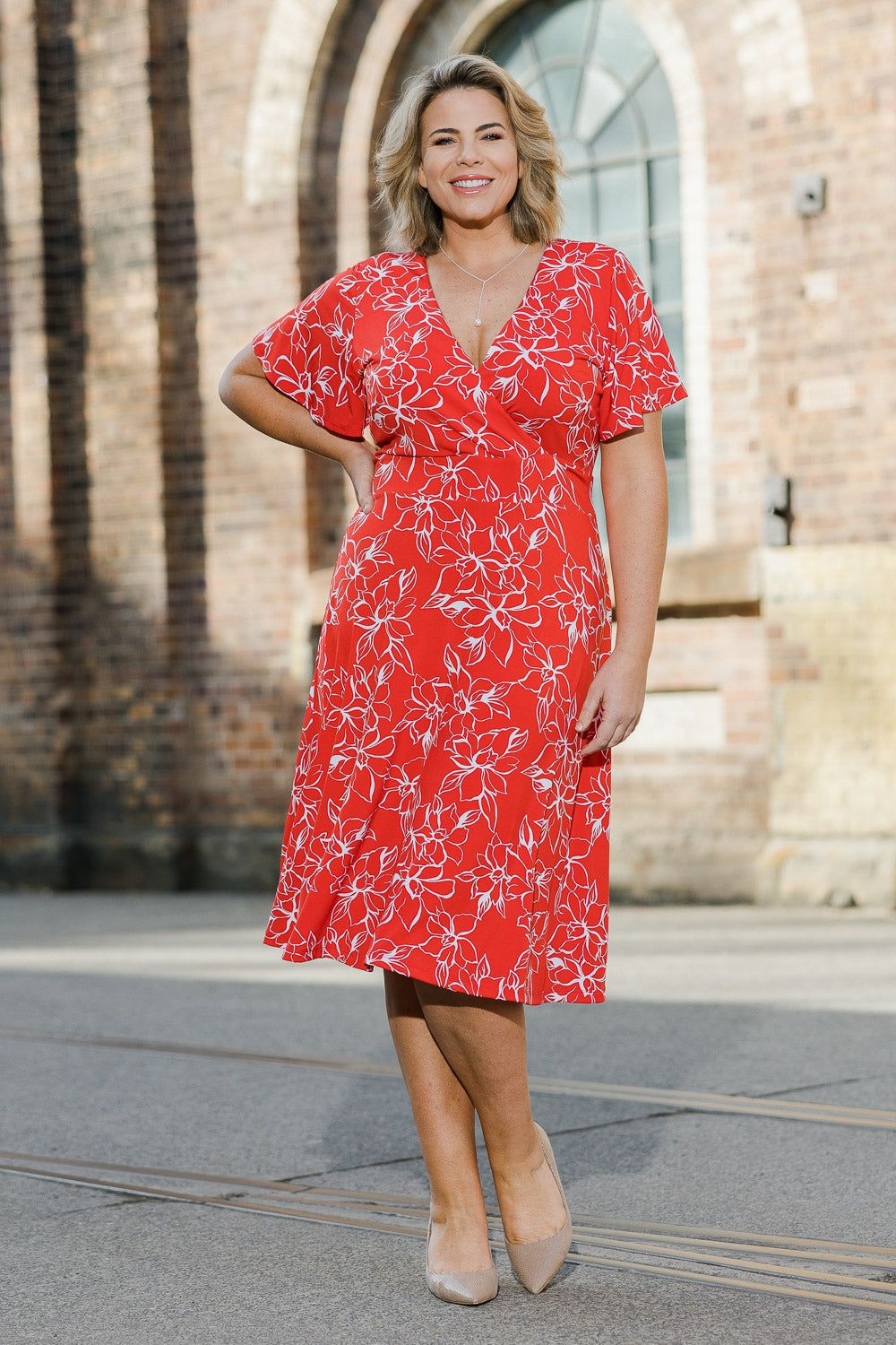 Preloved The Printed Jersey Faux Wrap Dress - Redfloral