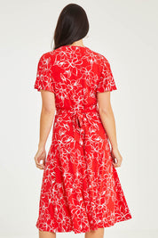 Preloved The Printed Jersey Faux Wrap Dress - Redfloral