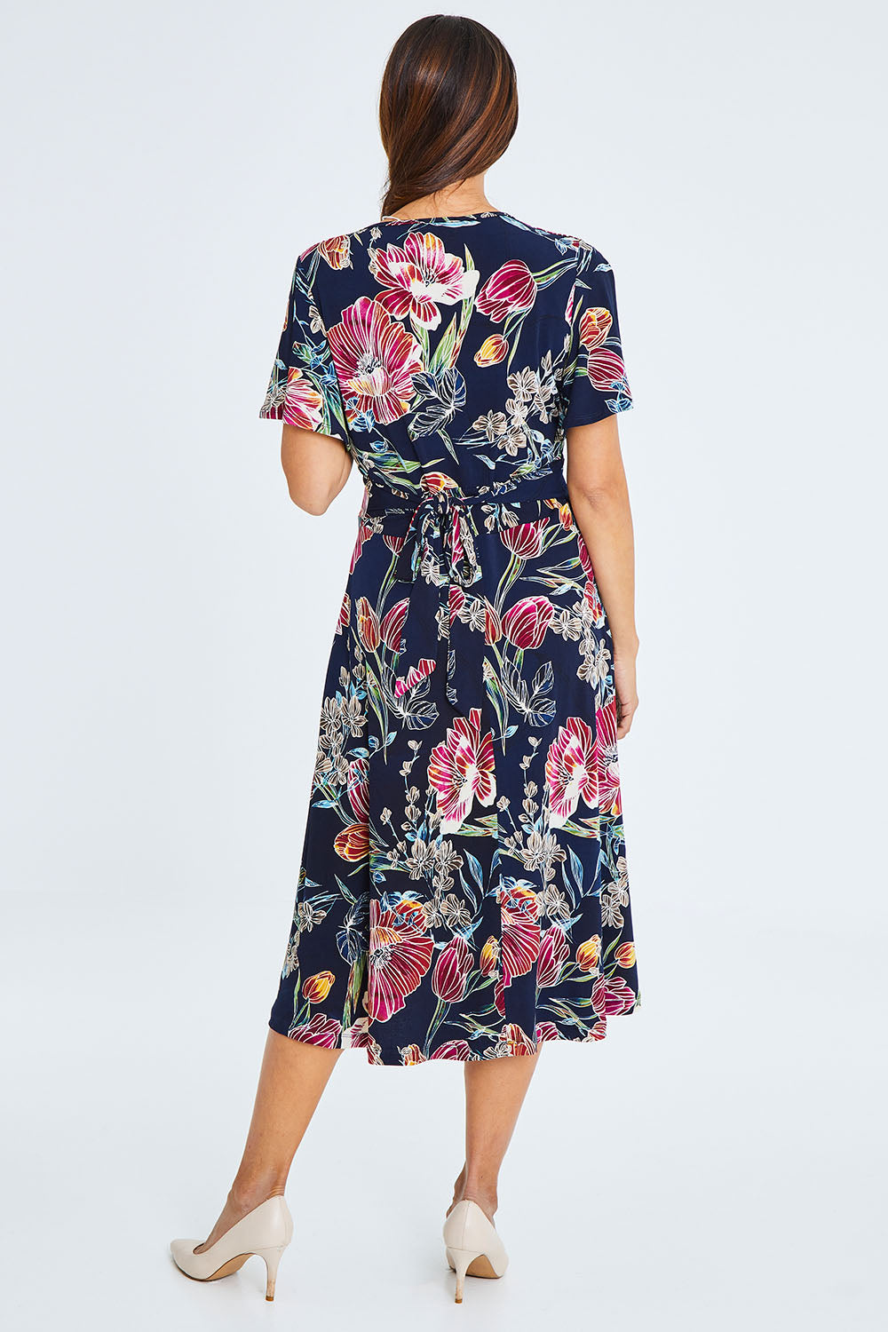 Preloved The Printed Jersey Faux Wrap Dress - Navytulip