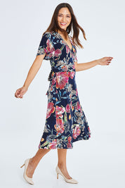 Preloved The Printed Jersey Faux Wrap Dress - Navytulip