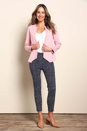 Model Madelinec wearing size 10 of the The Ponte Adore Jacket – Dustyrose in colour Dustyrose, from the front