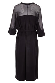 Product shot of the Belle Mesh Yoke Dress in colour Back (Black), from the back