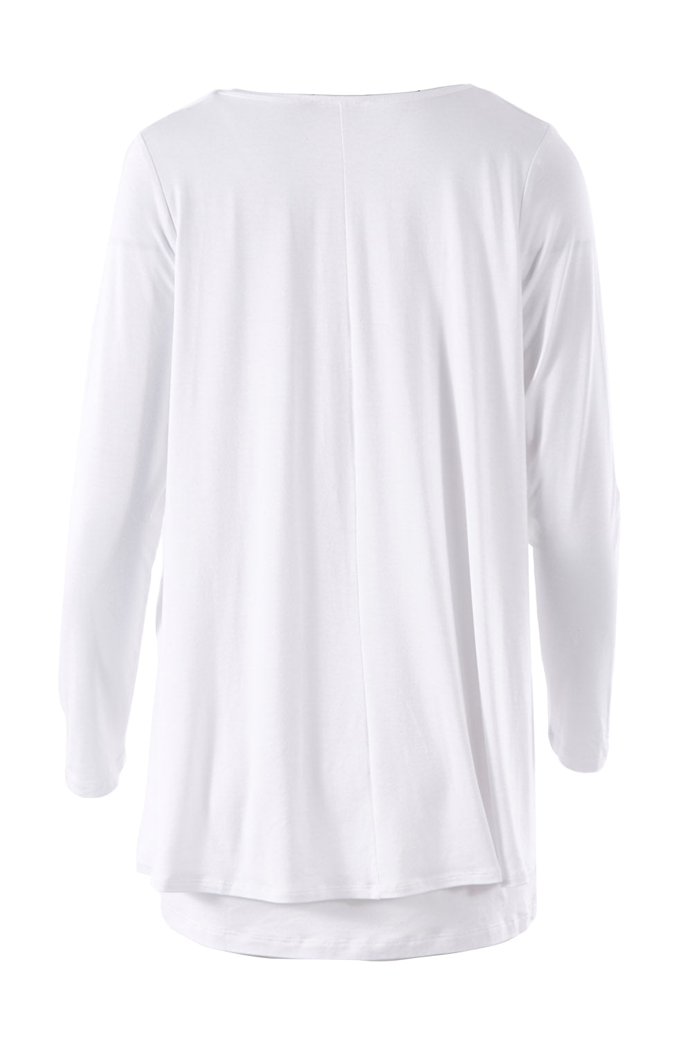 Product shot of the Belle V Neck Forgiver Tunic in colour White (White), from the back