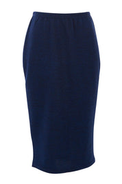 Product shot of the Belle Textured Pencil Skirt in colour Navy (Blue), from the front