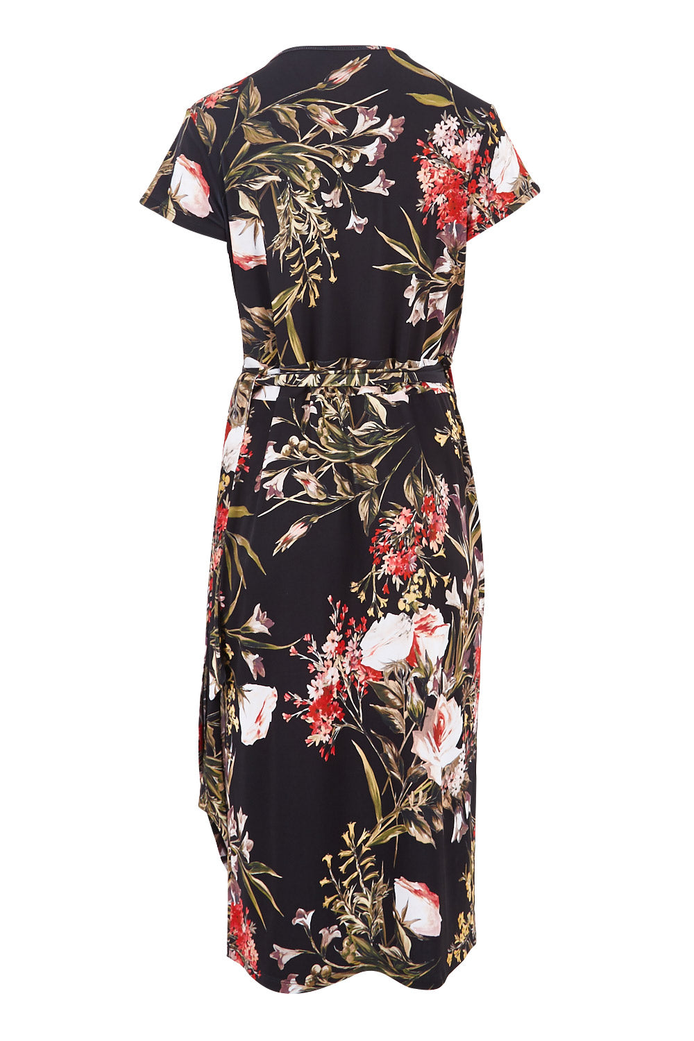 Product shot of the Belle Orange Blossom Wrap Dress in colour BlosPrint, from the back