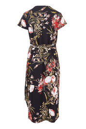 Product shot of the Belle Orange Blossom Wrap Dress in colour BlosPrint, from the back