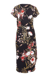 Product shot of the Belle Orange Blossom Wrap Dress in colour BlosPrint, from the front