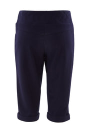 Product shot of the Belle Knee Short in colour Navy (Blue), from the back
