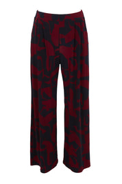 Product shot of the Belle Printed Easywear Wide Leg Pant in colour Winenavy (Blue), from the front
