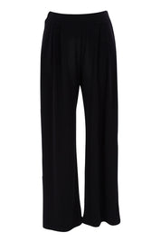 Product shot of the Belle Wide Leg Pant in colour Black (Black), from the front