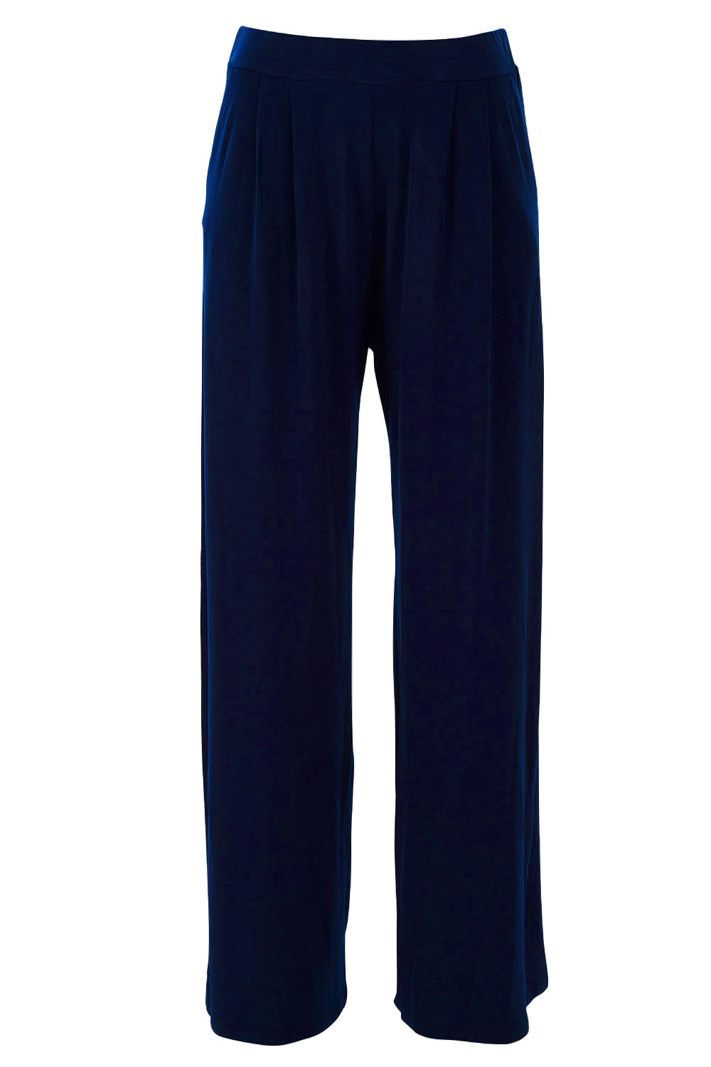 Product shot of the Belle Wide Leg Pant in colour Navy (Blue), from the front