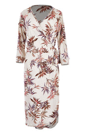 Product shot of the Belle Crepe Wrap Dress in colour Leaf (White), from the front