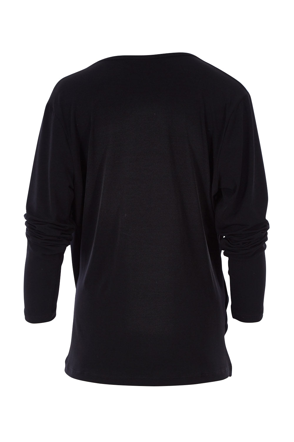 Product shot of the Belle Drape Tee in colour Black (Black), from the back