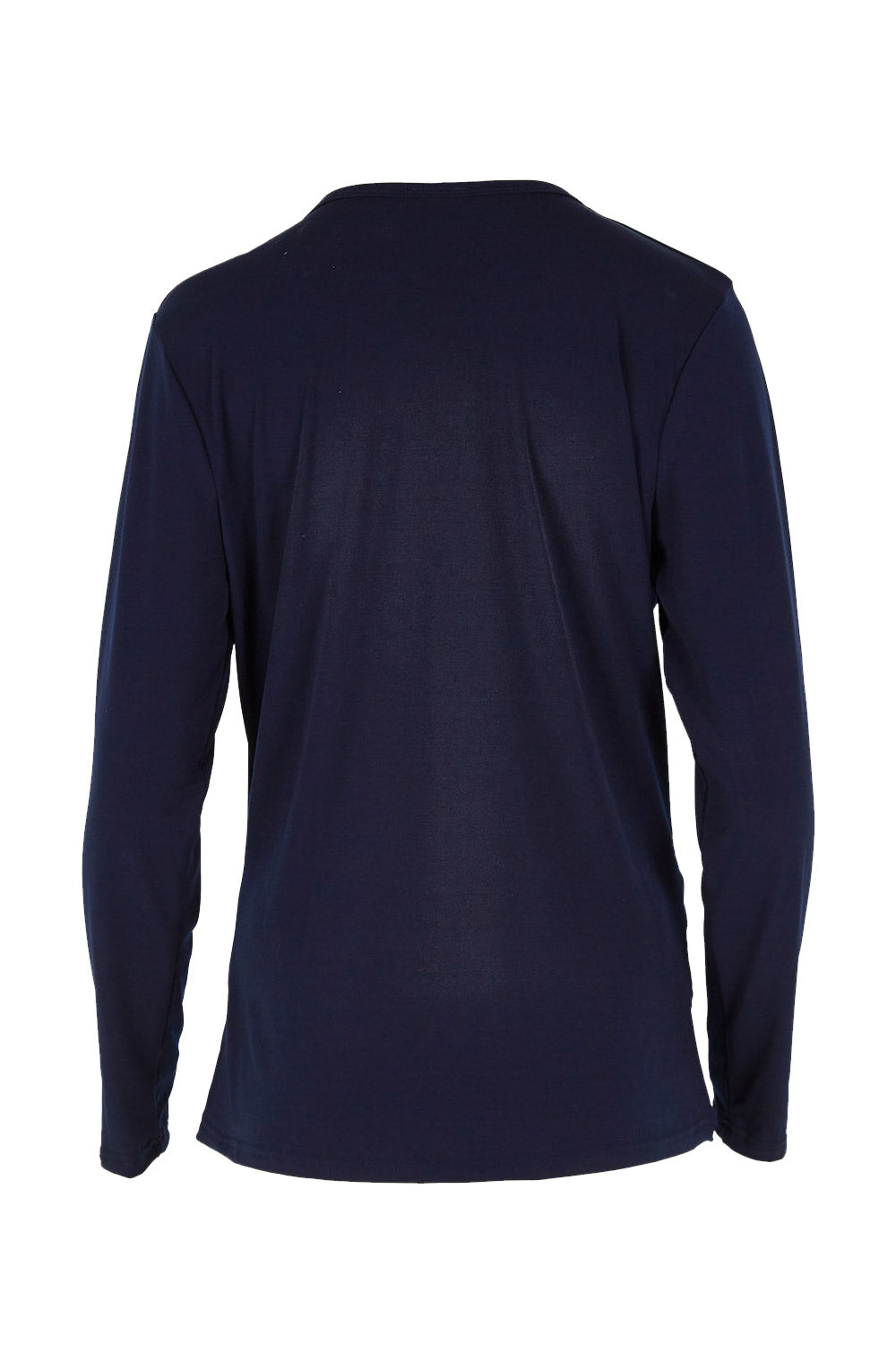 Product shot of the Belle Drape Tee in colour Navy (Blue), from the back