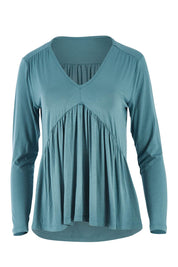Product shot of the Belle Ls Free Fall Tee in colour Greenland (Green), from the front