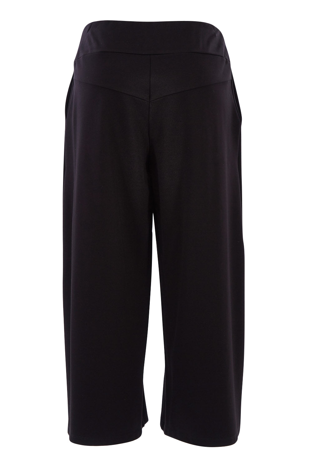 Product shot of the Belle Palazzo Ponte Crop in colour Black (Black), from the back