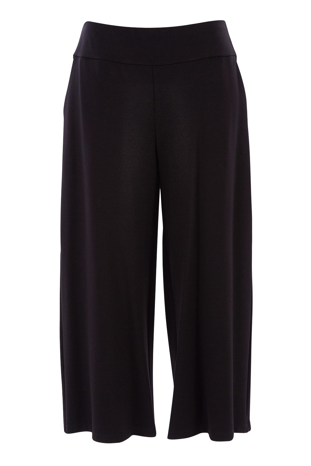 Product shot of the Belle Palazzo Ponte Crop in colour Black (Black), from the front