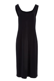 Product shot of the Belle Basic Slip Dress in colour Black (Black), from the front