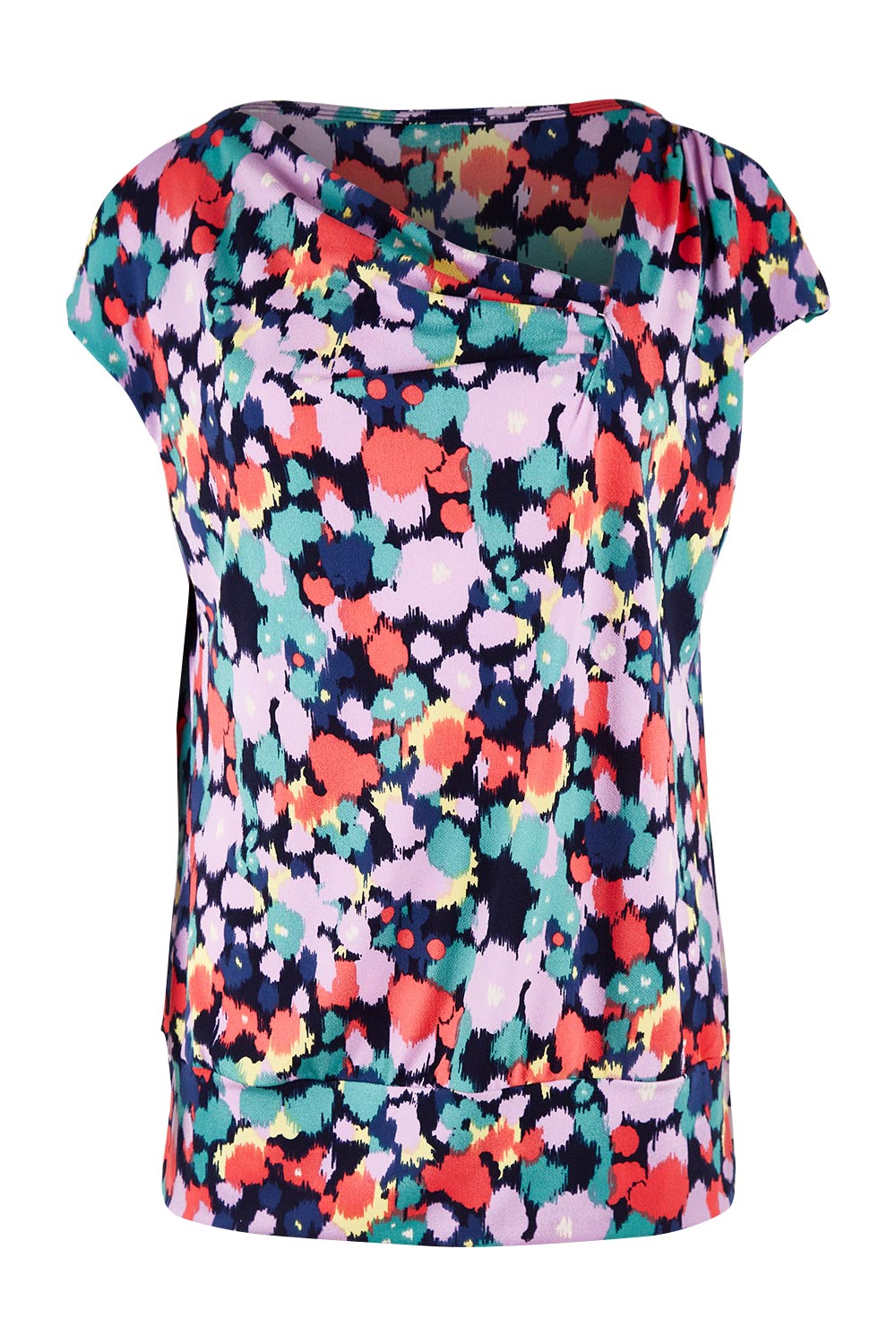 Product shot of the Belle Printed Knit Square Neck Top in colour Vibrant (Blue), from the front