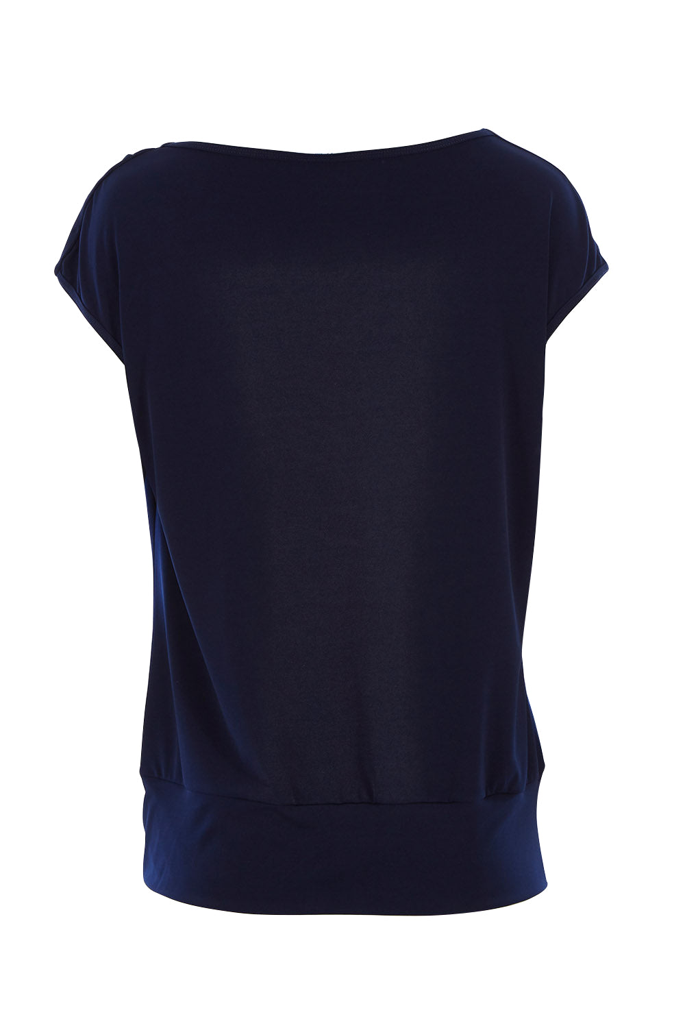 Product shot of the Belle Knit Square Neck Top in colour Navy (Blue), from the back