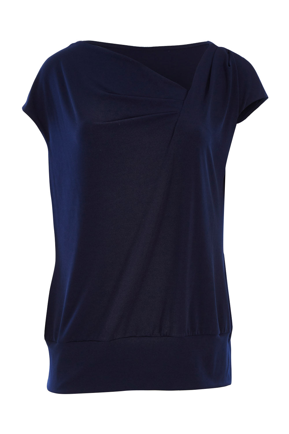 Product shot of the Belle Knit Square Neck Top in colour Navy (Blue), from the front