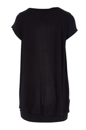 Product shot of the Belle New Cap Sleeve Forgiver Tee in colour Black (Black), from the back