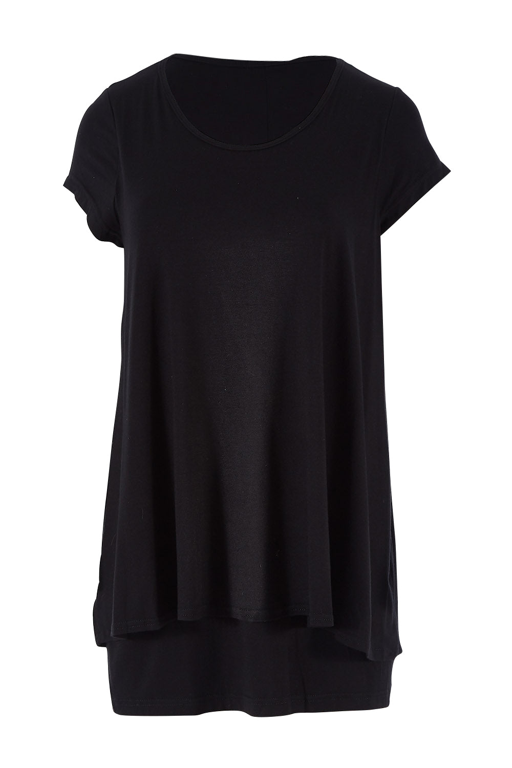 Product shot of the Belle New Cap Sleeve Forgiver Tee in colour Black (Black), from the front