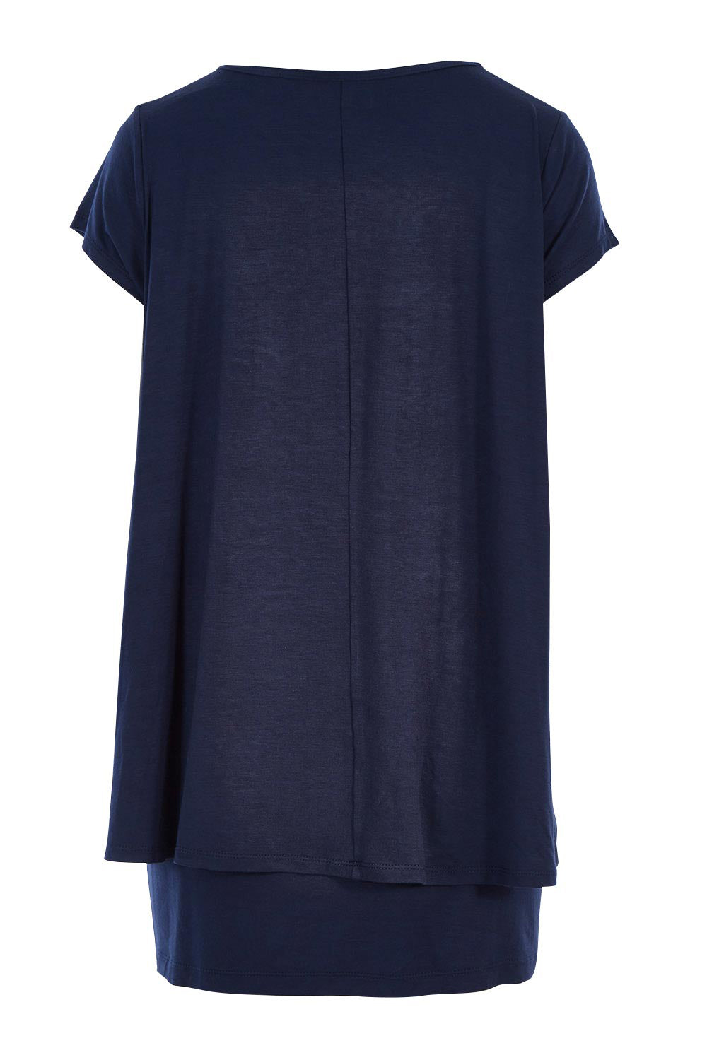 Product shot of the Belle New Cap Sleeve Forgiver Tee in colour Navy (Blue), from the back