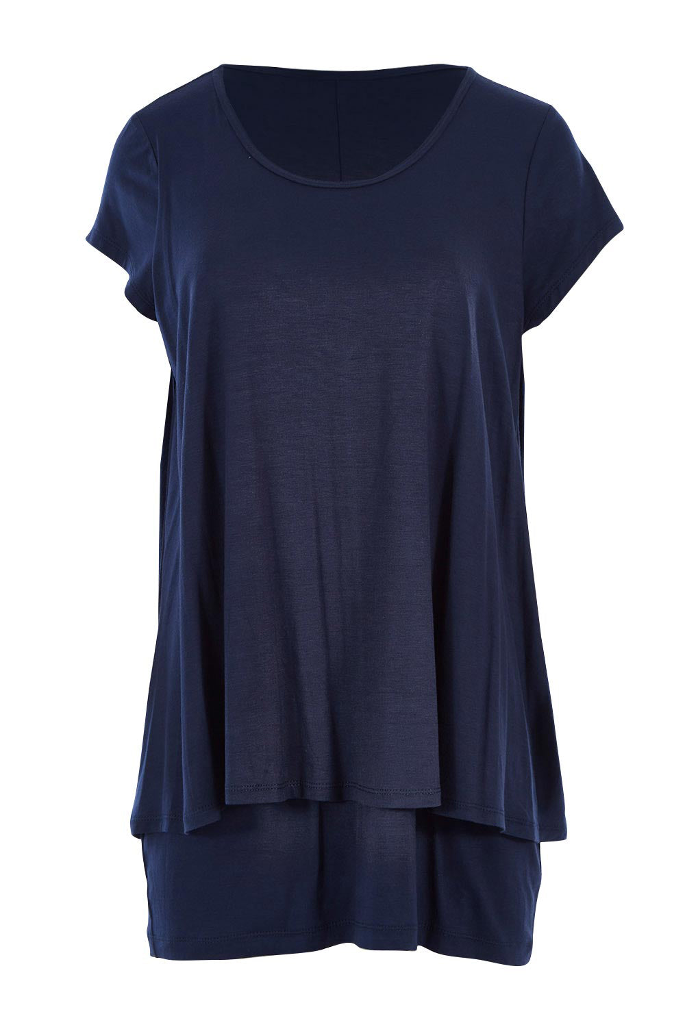 Product shot of the Belle New Cap Sleeve Forgiver Tee in colour Navy (Blue), from the front