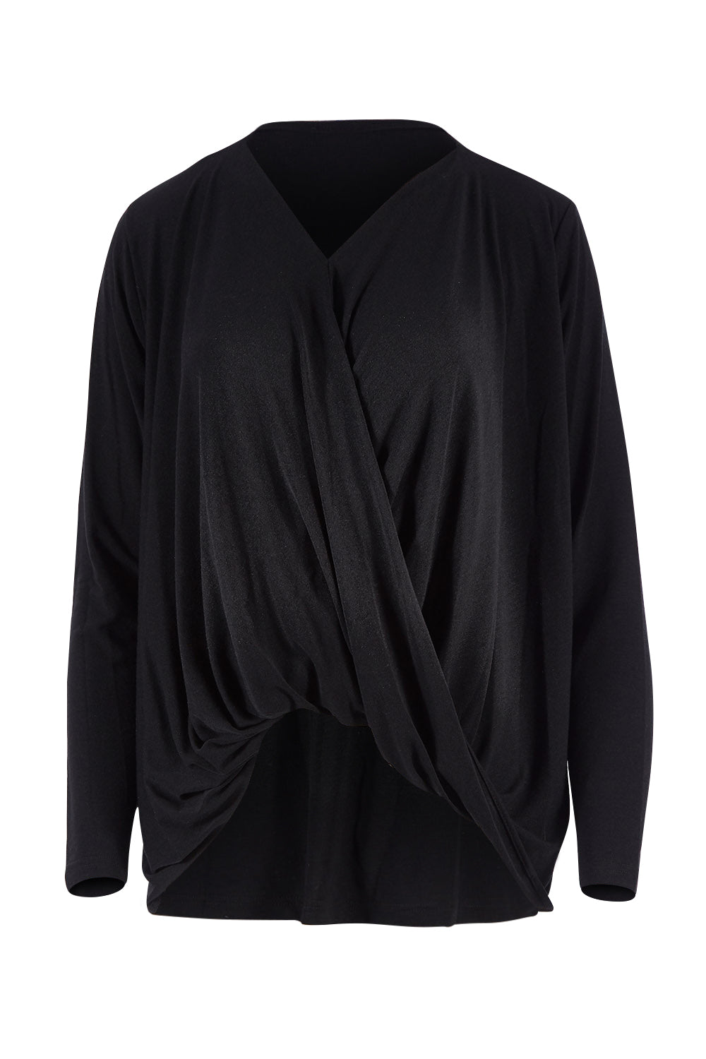 Product shot of the Belle High Low Knit in colour Black (Black), from the front