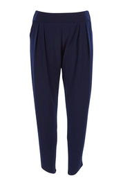 Product shot of the Belle Taper Pant in colour Navy (Blue), from the front