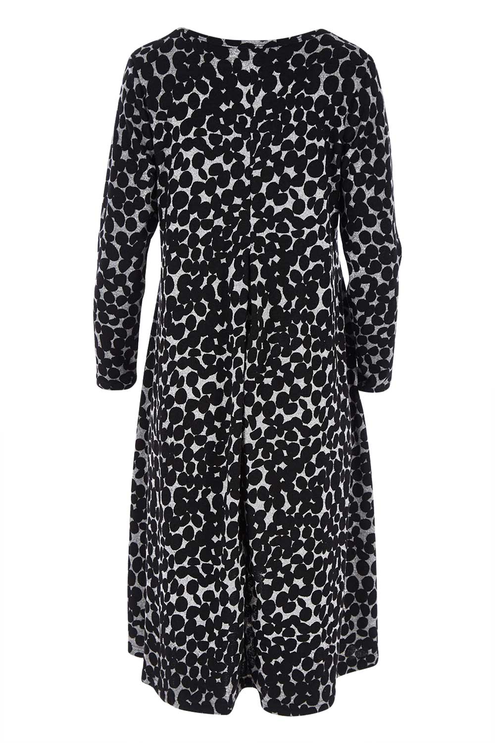 Product shot of the Belle Wooly Knit Dress in colour Greydot (Grey), from the back