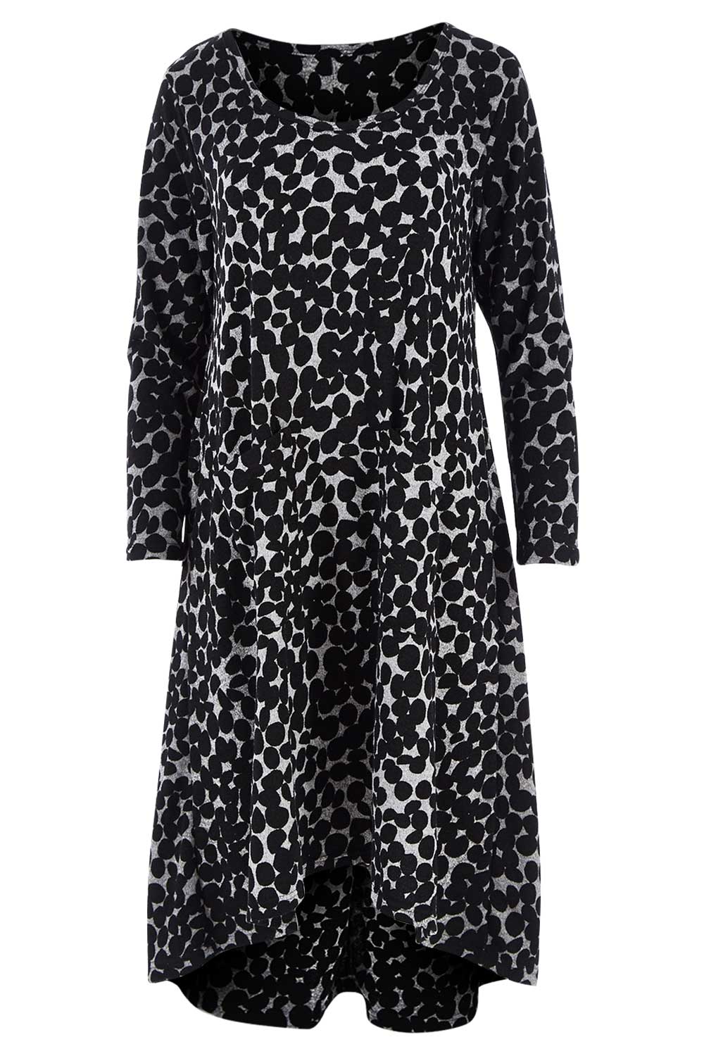 Product shot of the Belle Wooly Knit Dress in colour Greydot (Grey), from the front